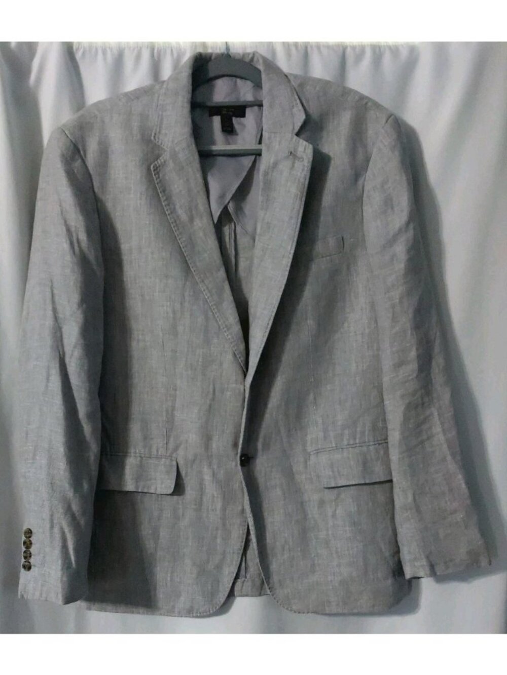 Linen Club Room mens Sport Coat Size Large Gray Grey Two Button Blazer Jacket